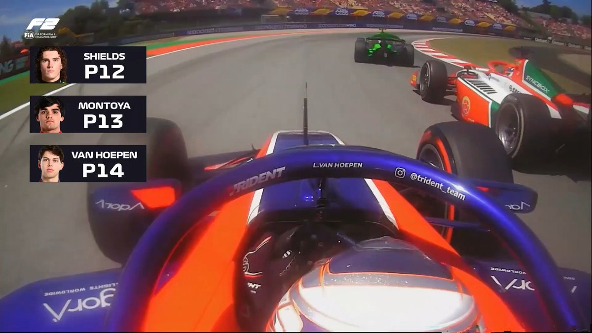 Computer game stuff from Laurens van Hoepen 🎮 The Dutch driver with a high-quality double overtake around the outside 👏 #F2 #BarcelonaGP
