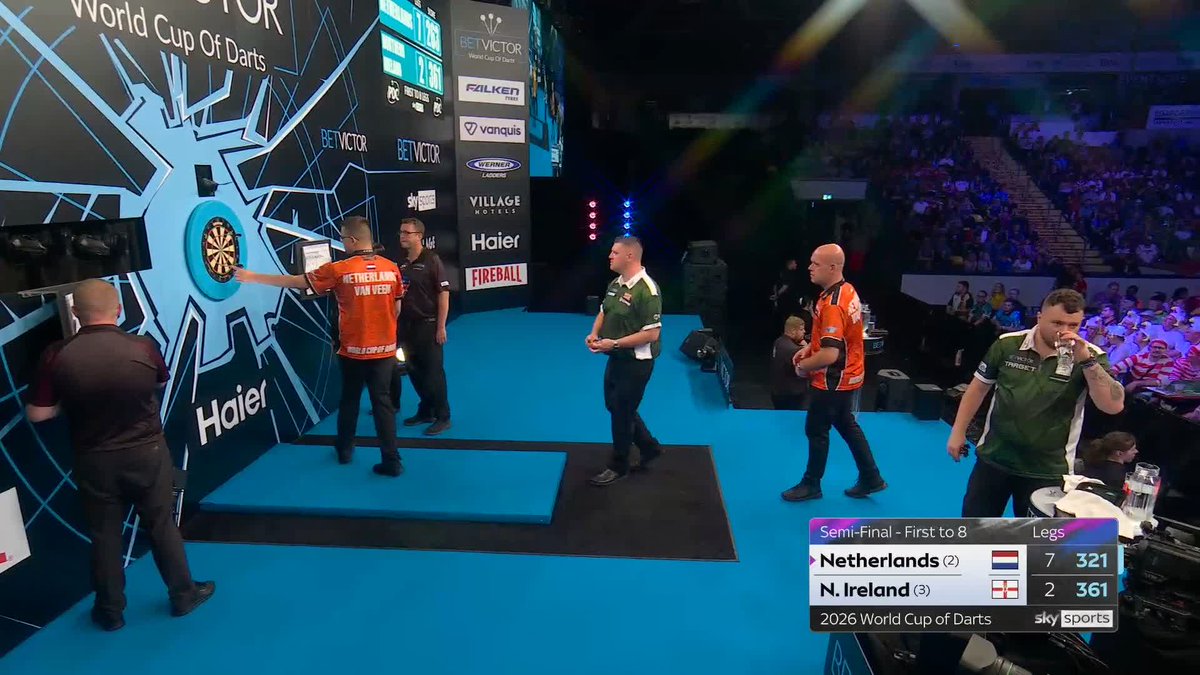 NETHERLANDS INTO THE FINAL! Number one seed England will play number two seed Netherlands in the final, as Michael van Gerwen and Gian van Veen beat Northern Ireland 8-2! 📺 #WCOD26