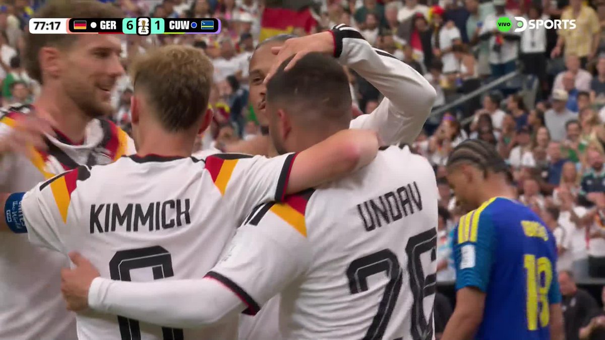Y LLEGÓ EL SEXTO PARA ALEMANIA Deniz Undav finiquitó la jugada de los Teutones y marcó el 6-1 ante Curazao. #MundialEnDSPORTS #FIFAWorldCup