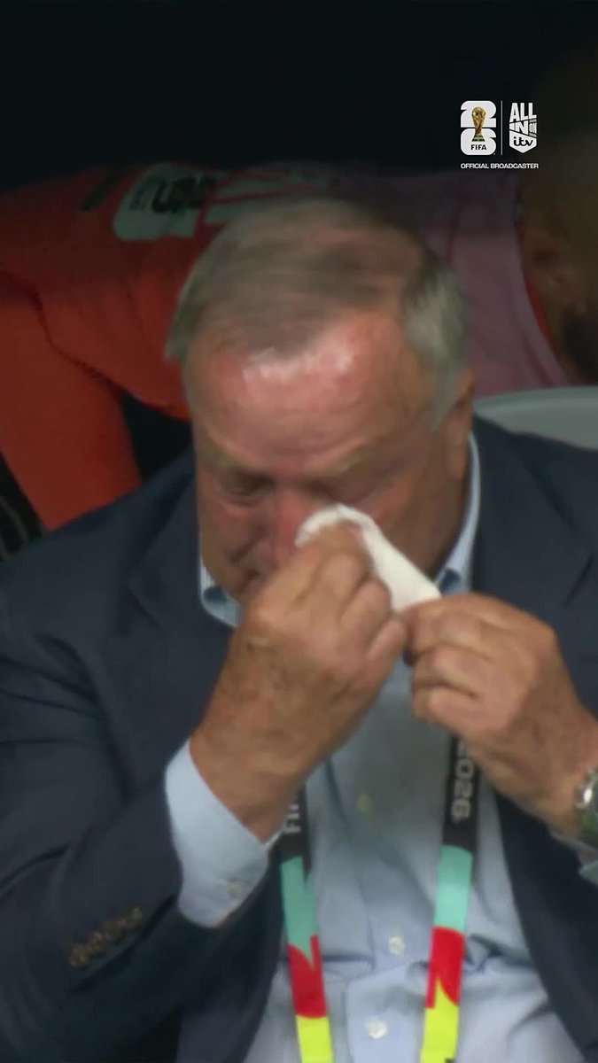 Emotional return for Dick Advocaat 🥺 The tournament's oldest manager was seen wiping away tears on his return to the World Cup as Curaçao boss after he stepped back from the role to care for his ill daughter after qualifying