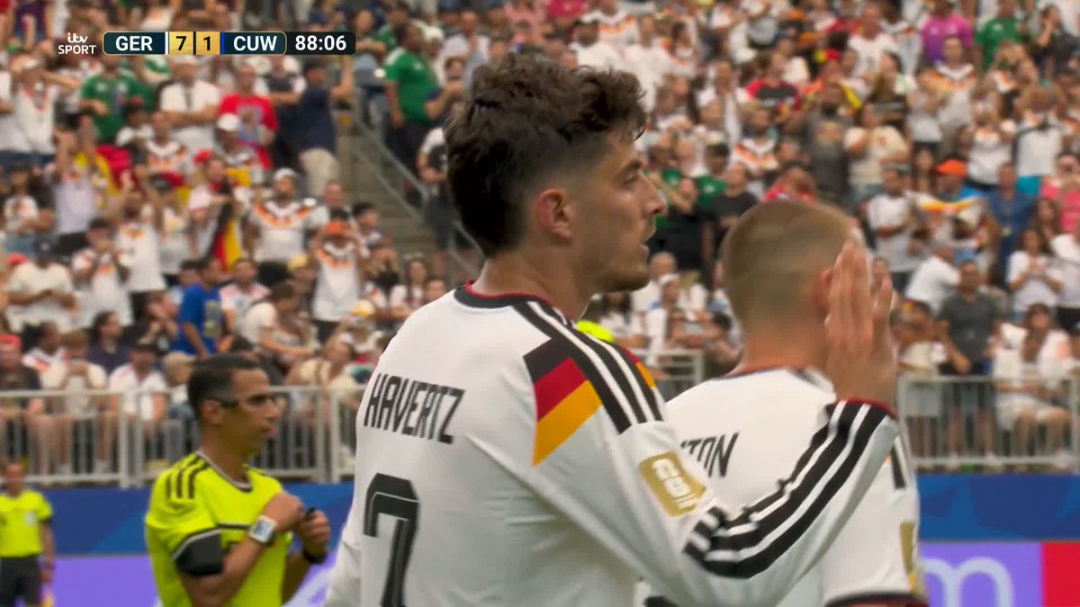A familiar scoreline for Germany at the World Cup 🤩 Kai Haverts makes it 7-1 against Curacao