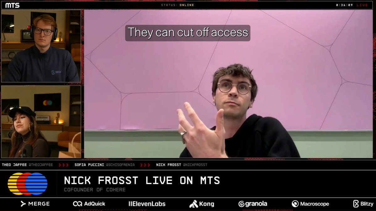 Four days ago, co-founder Nick Frosst warned about the dangers of subscriptions to proprietary LLMs on MTS: "We released [North Mini Code] because we think this technology needs to be sovereign. It needs to be owned, and controlled, by the people who use it."