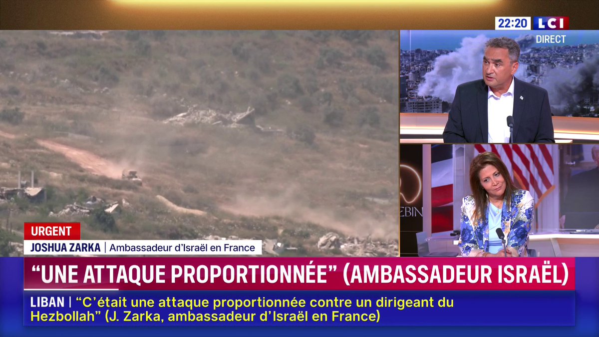 🇮🇱🇱🇧 "Si des soldats israéliens se prennent en photo dans des maisons libanaises, c'est contre la loi, c'est un crime", affirme l'ambassadeur d'Israël en France, Joshua L. Zarka