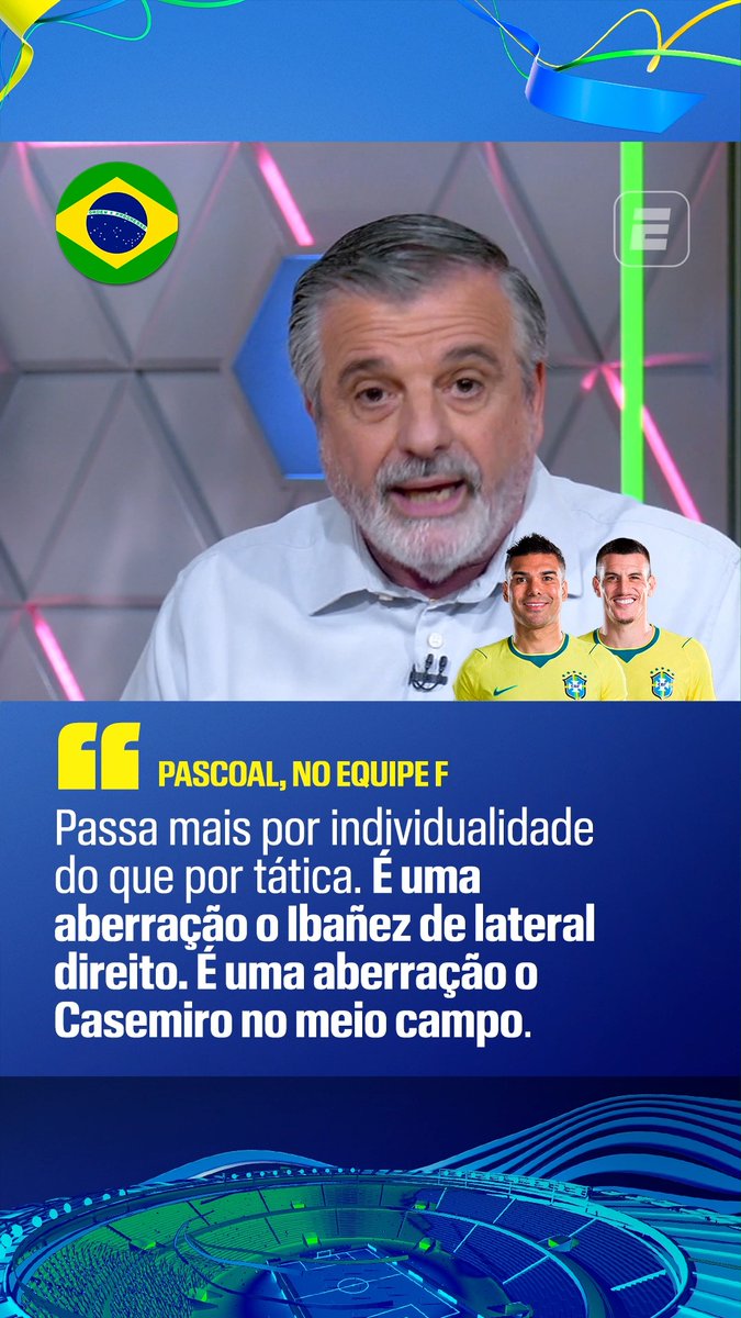 “É uma aberração o coitado do Ibañez de lateral-direito. É uma aberração o Casemiro no meio-campo. É uma aberração não tirar o Raphinha. Não pode tirar o Raphinha? Alguém vai ter coragem de tirar ele?” 🎙️ Pascoal, na ESPN. 🎥 ESPN Brasil | SportsCenter Brasil