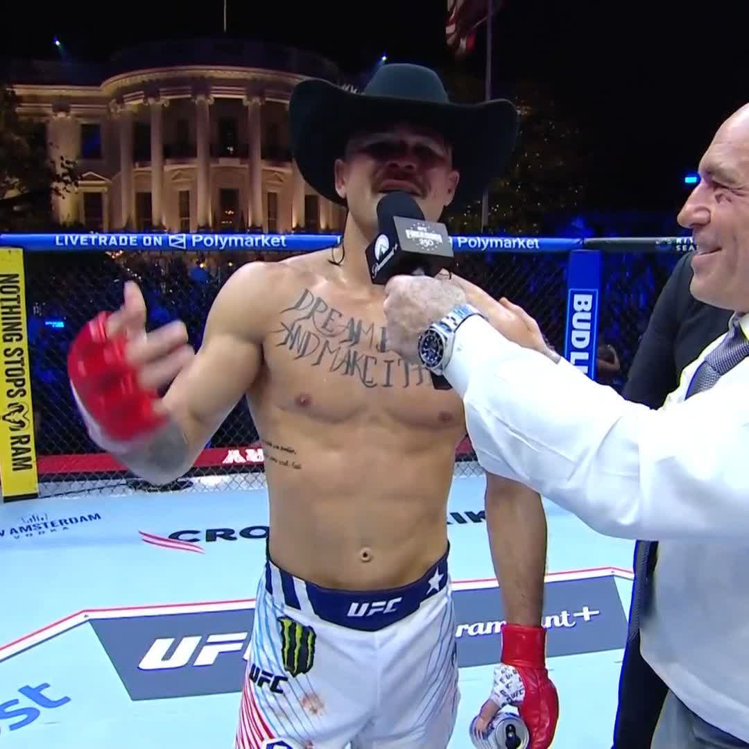 Diego Lopes says he'll come back and fight in the main event if the UFC needs him 😅 "I'm just 5 minutes away from here. If the UFC need me for the main event, I'll come back." #UFCWhiteHouse