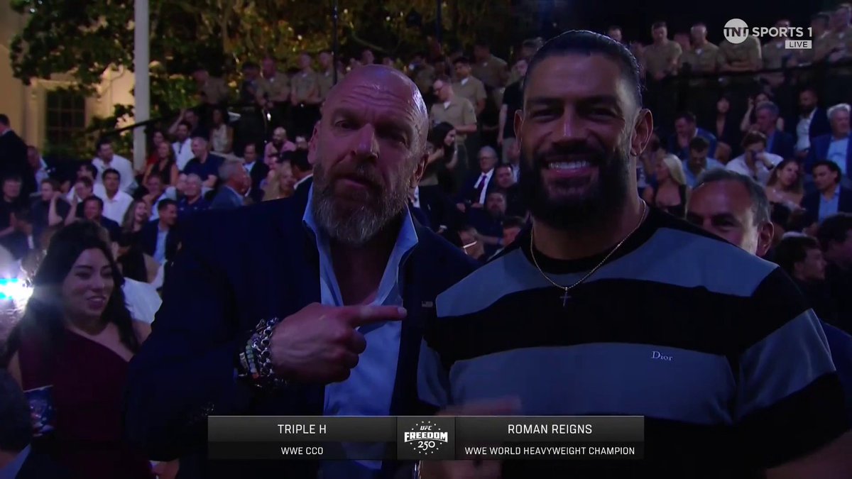 ACKNOWLEDGE HIM! ☝ Roman Reigns and HHH are here! #UFCWhiteHouse | Stream TNT Sports on HBO Max