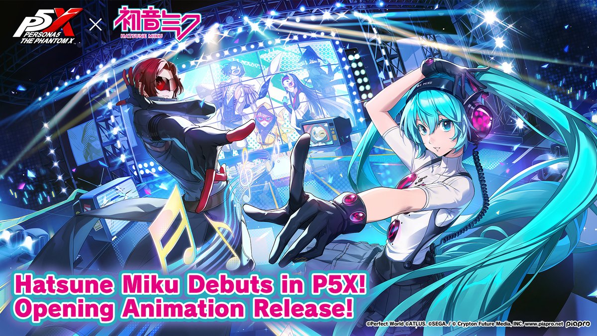 ✧─ Hatsune Miku Teaser Trailer is Live! ─✧ To celebrate P5X's 1st Anniversary, Hatsune Miku will be joining P5X! ✨️ Check out this teaser featuring Hatsune Miku and the Phantom Thieves, set to Ghost Rule by DECO*27! #P5XEN #P5X1stAnni #HatsuneMiku #MikuxP5X