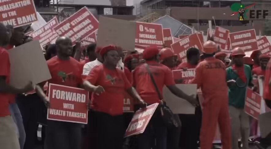 Do not lie about the EFF. We marched to the JSE and demanded the nationalisation of mines and banks. The EFF is the only political party in South Africa that has directly challenged white monopoly capital and called for the transfer of economic power into the hands of the people.