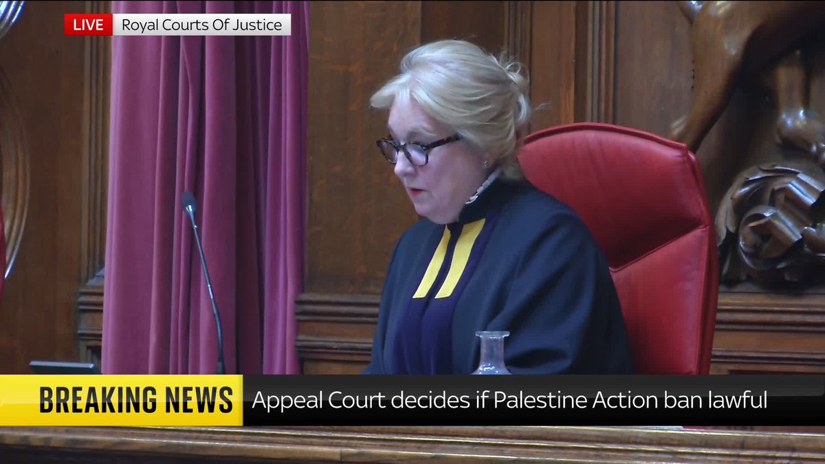 BREAKING: The government's decision to ban Palestine Action as a terror organisation was lawful, the Court of Appeal has ruled. Live updates: 📺 Sky 501, Virgin 602, Freeview 233 and YouTube