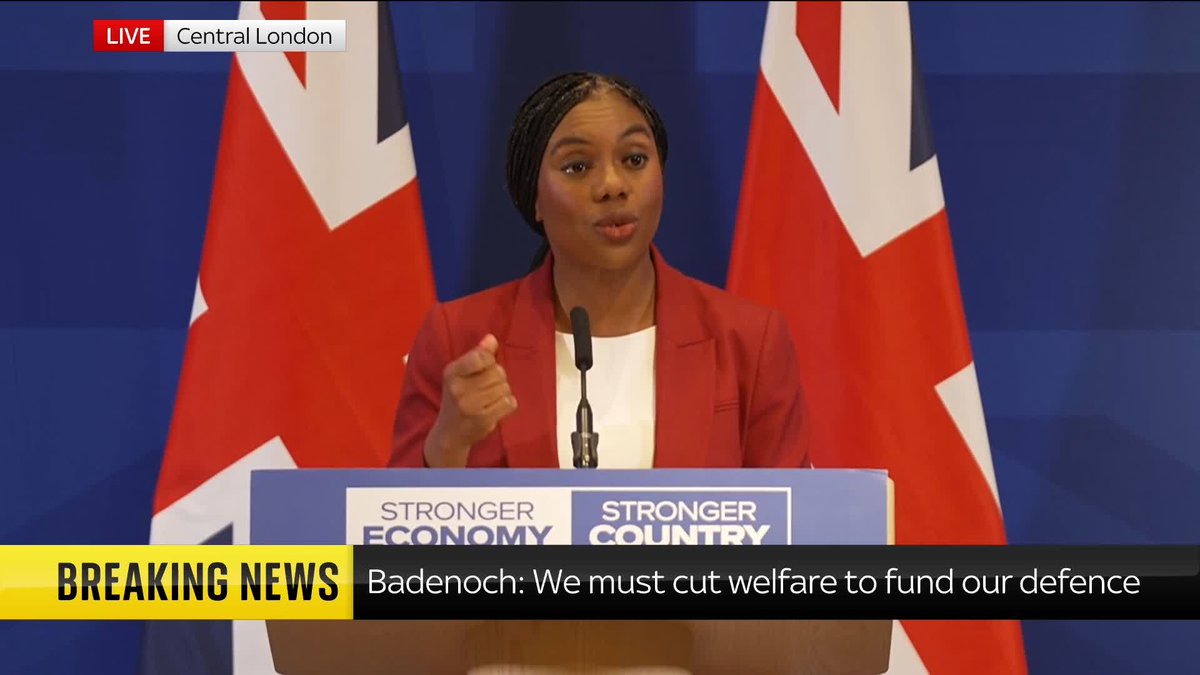 Kemi Badenoch tells Lucy McDaid 'what we need to do is to get people into work and to start funding our defence', when asked if she would end pensions triple lock to pay for the UK's defence. Politics latest: 📺 Sky 501 and YT