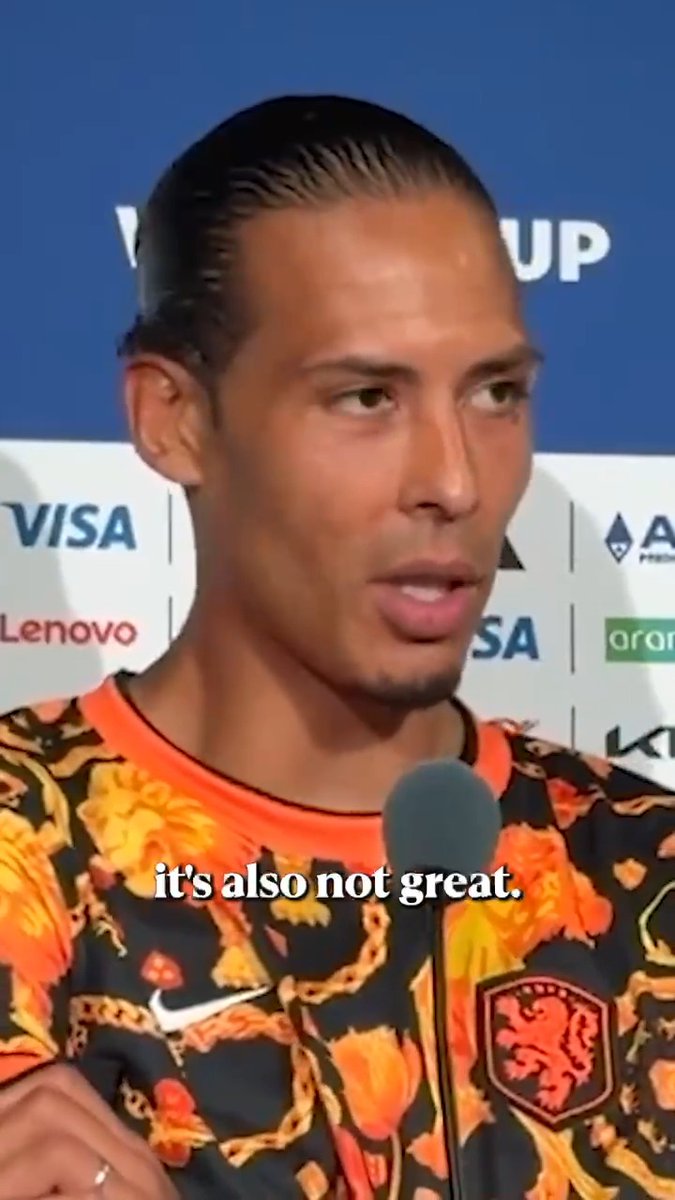 Virgil van Dijk is NOT a fan of the mandatory drinks breaks at this World Cup... especially for fans watching at home ❌