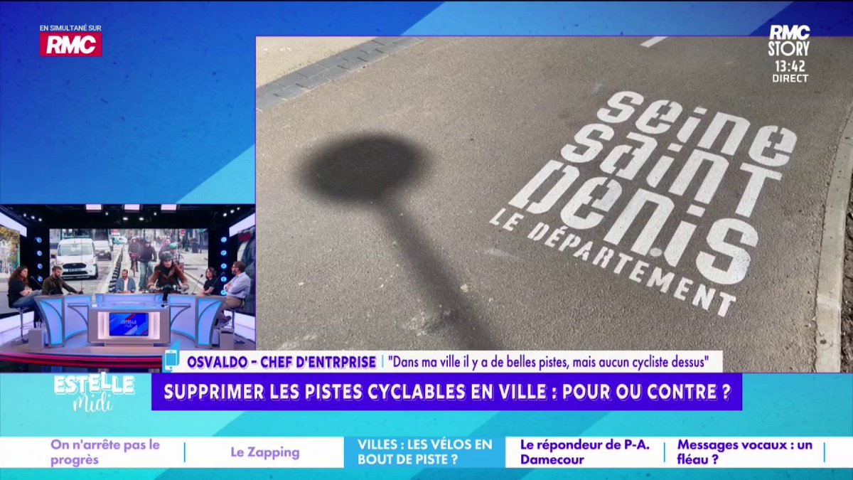 🚲 Supprimer les pistes cyclables en ville 📞 Osvaldo : "Ils ont fait une piste cyclable toute neuve, magnifique, séparée de la route mais les cyclistes sont sur la route... La piste a 2 ans donc elle n'est pas sale ! La route, on la partage, ça se passe très bien !"