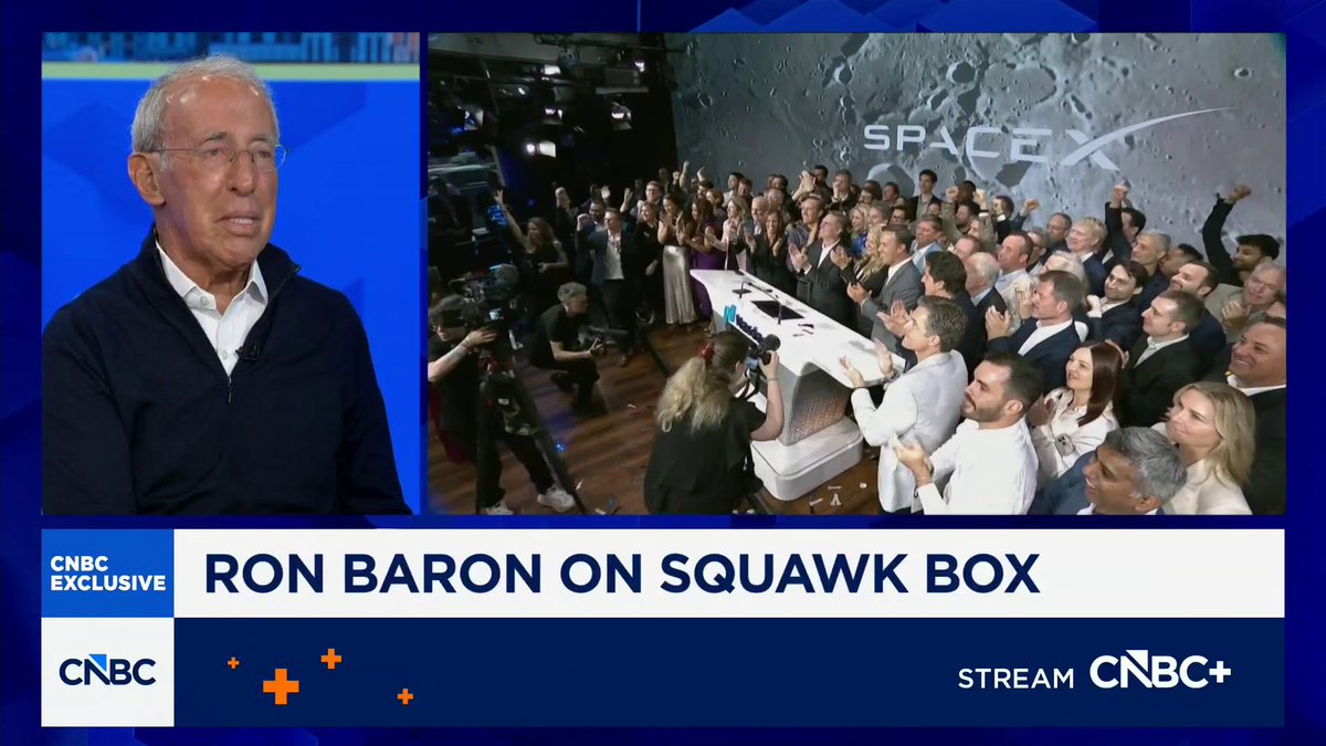 “He's at least ten years ahead of everyone else as far as making satellites, as far as making rockets, as far as building networks,” says Ron Baron of Elon Musk following the $SPCX IPO. “They have opportunities that are changing lives.”