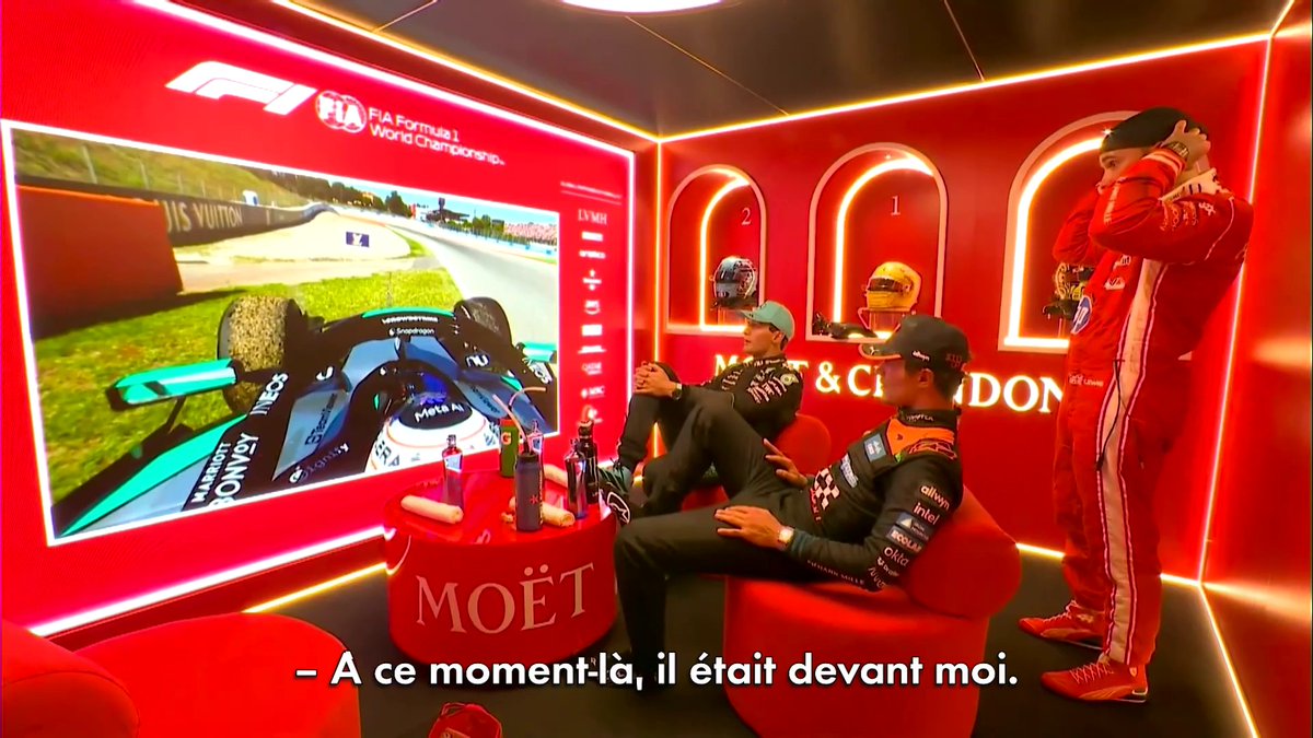 Lando, George et Lewis refont la course dans la cool room 👀🇪🇸 #BarcelonaGP #F1
