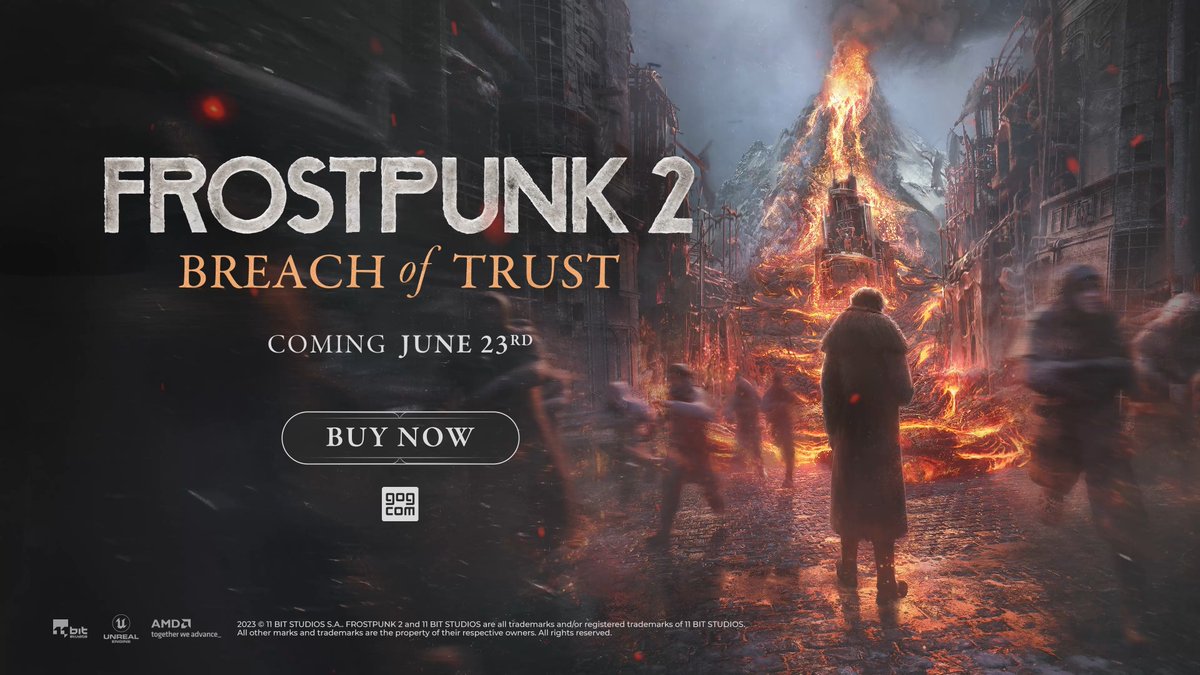 "I had a dream..."But dreams die. Albeit not in freeze this time, but in fire.🔥 Breach of Trust DLC, a new scenario for Frostpunk 2, arrives June 23rd. You can preorder it now: