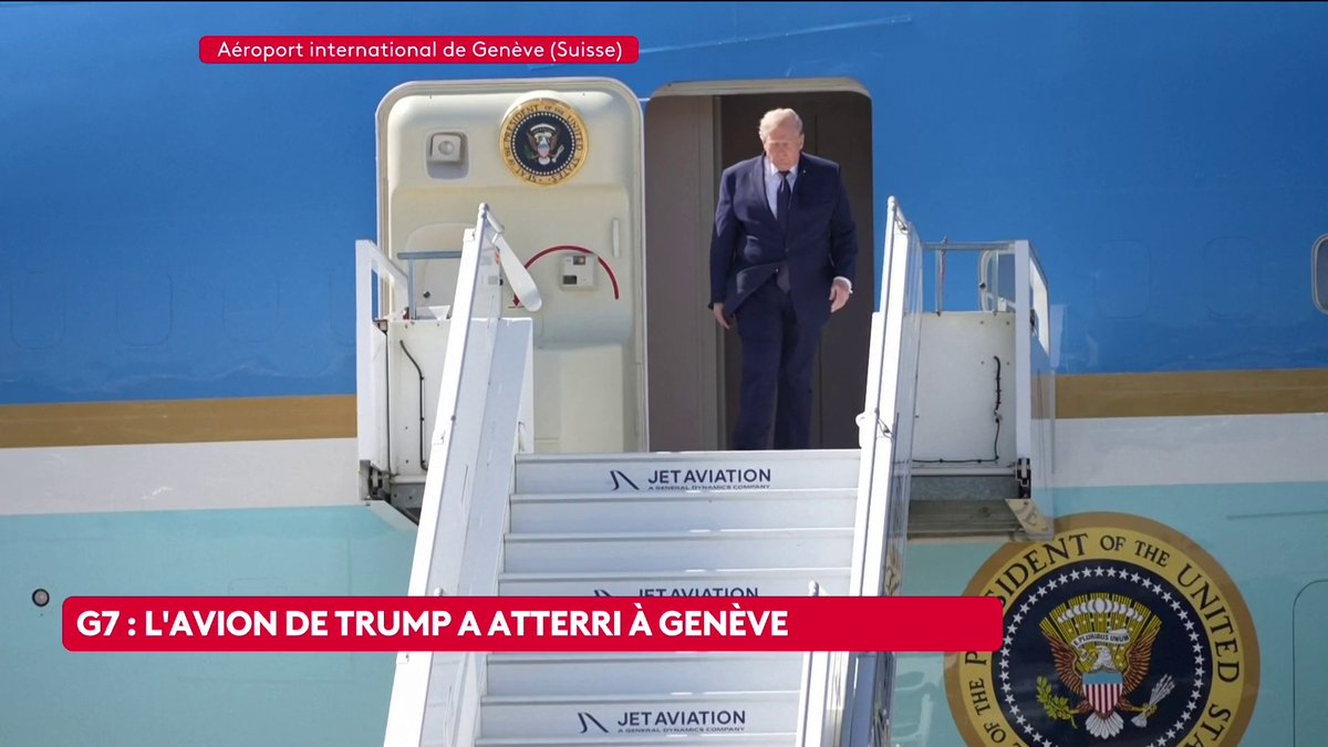🔴 Donald Trump est arrivé à Genève (Suisse). Il est attendu au sommet du G7 qui débute ce 15 juin, à Evian-les-Bains. L'accord conclu entre les Etats-Unis et l'Iran bouleverse le programme de la rencontre. #canal16