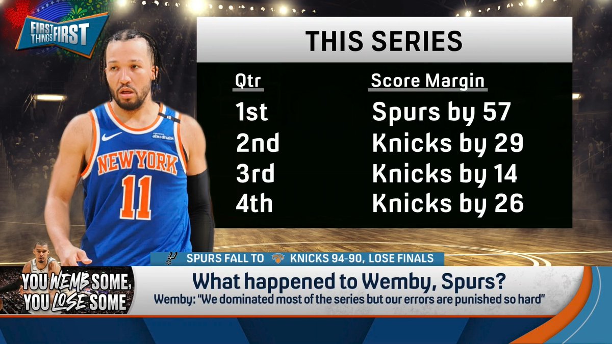 “For Wemby, it is uncanny to me how similar this series was for him to a young LeBron... Arguably, the best player in the world and struggles mightily in the Finals and gets exposed, even though they’re so great, for their weaknesses.” Chris Broussard explains: