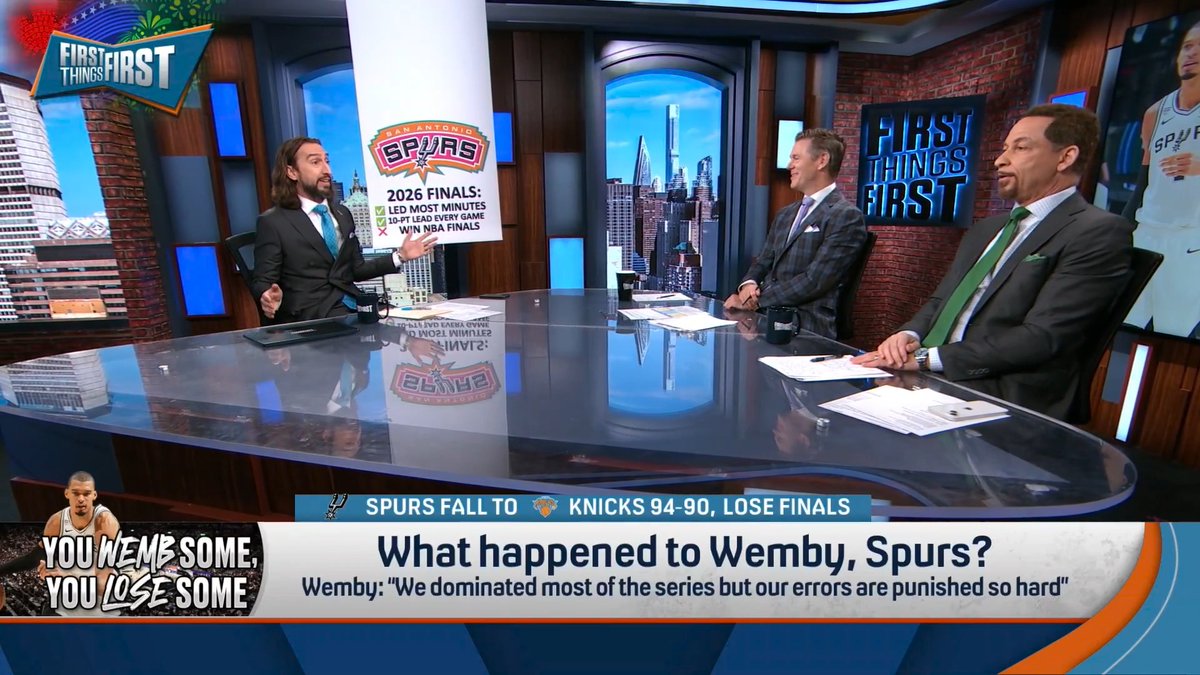 “I think they deserve something for all those leads.” nick wright drops a banner in honor of the Spurs leading throughout the NBA Finals 😅