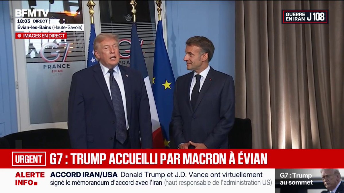 Sommet du G7: Donald Trump accueilli par Emmanuel Macron à Évian