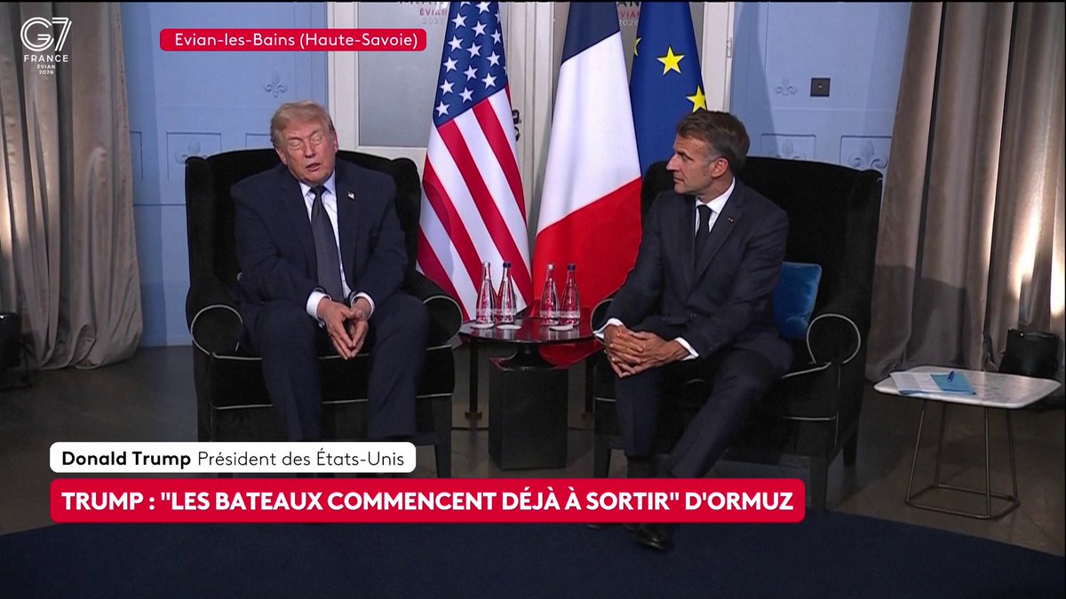 🔴 DIRECT - Accord États-Unis/Iran : "Il fallait absolument empêcher l'Iran de devenir une puissance dotée [de l'arme nucléaire] L'Iran a donné son accord pour cela", assure Donald Trump depuis le G7 à Évian, alors qu'il rencontre actuellement Emmanuel Macron. #Canal16