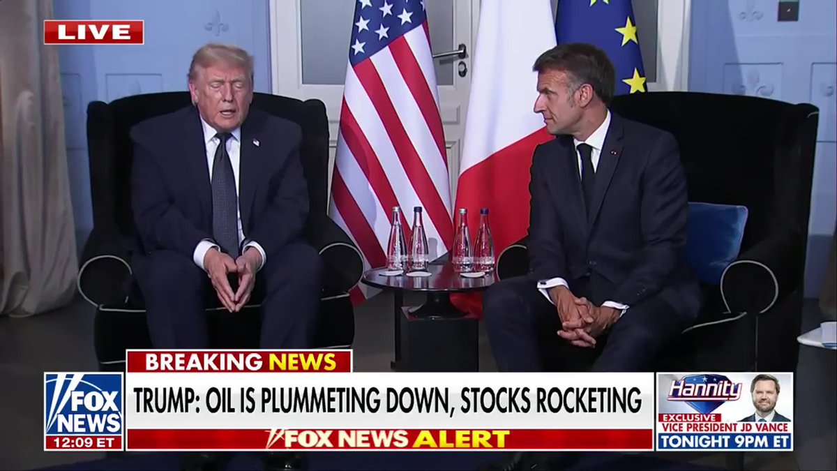 JUST IN: President Trump touts the sweeping impacts of his new Iran deal, predicting a major drop in global energy costs and revealing that French President Emmanuel Macron personally reached out to him to address oil prices. "The the Iran deal that we made is going to bring a lot of, a lot of success to the world because the oil was really clogged up there for a while."