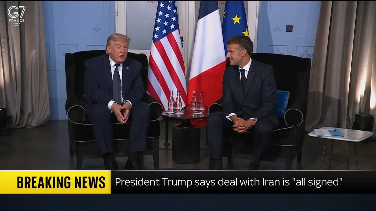 US President Donald Trump says he is "very happy" that the deal with Iran is "all signed". He adds that the Strait of Hormuz is "already partially open" and will be "completely open" on Friday. Latest: 📺 Sky 501, Virgin 602, Freeview 233 and YouTube
