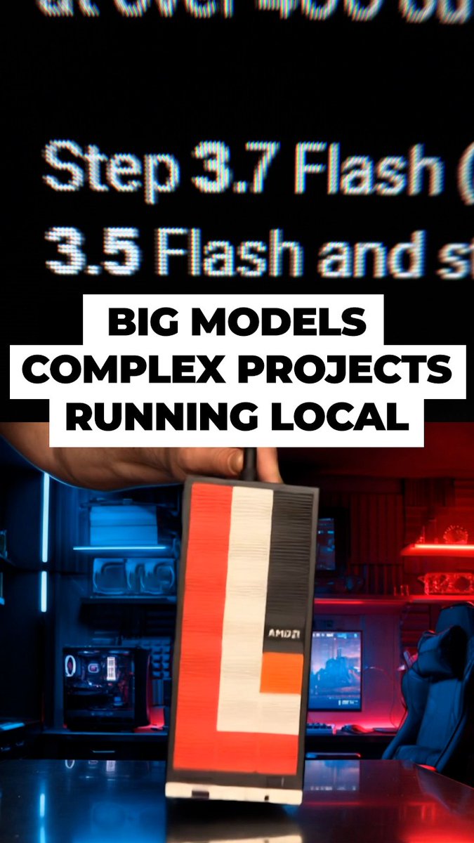 Big Models. Complex Projects. Running Local. Our 128GB agent computers are now regularly loading and running large models like Step 3.7 and Qwen 3.5. 122B for heavy reasoning and overnight work using Ryzen AI Max+ 395 processors.