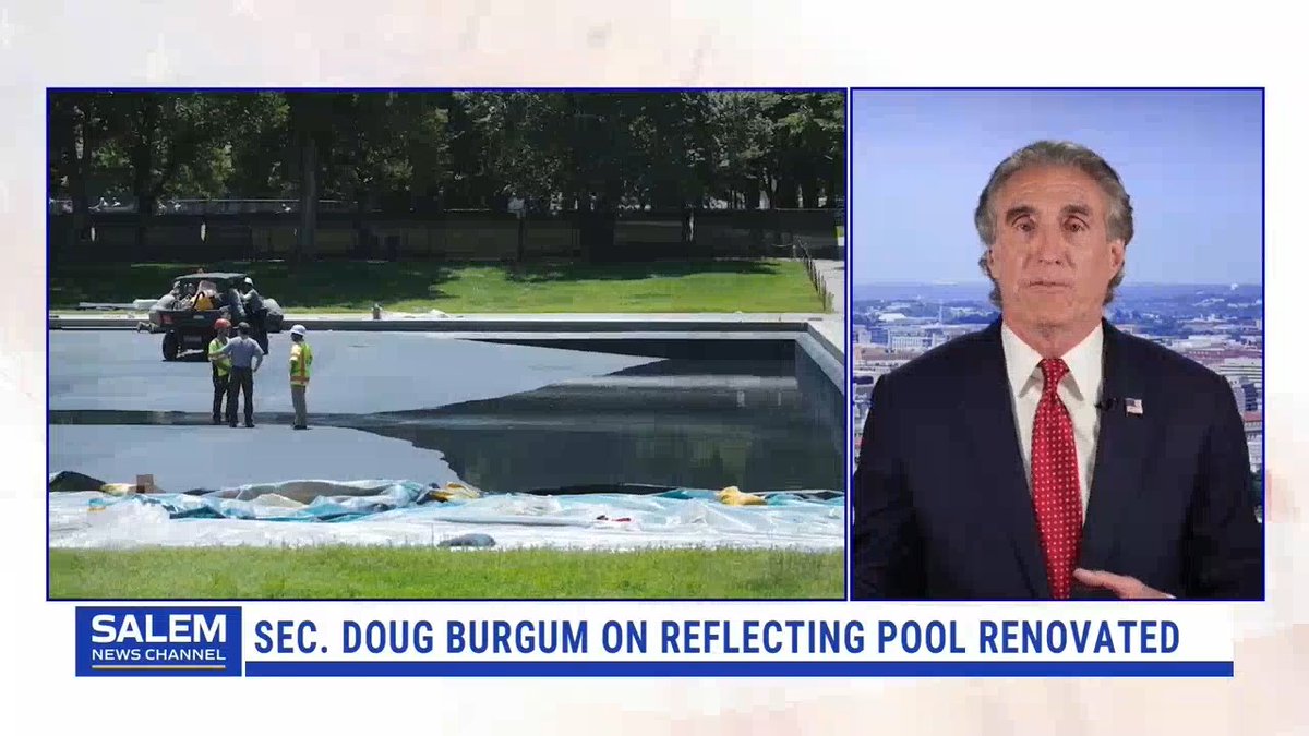 Burgum: The Reflecting Pool used to be a full-on algae explosion turned green. After that, Trump was like, no (The renovated Reflecting Pool is now full of green algae)