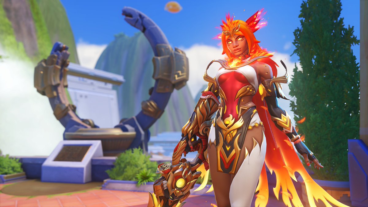 New #Overwatch Illari Ascendant Phoenix Mythic Skin In-game Gameplay 🐦‍🔥 And Hanzo's New Mythic Weapon Skin Effects 🐯