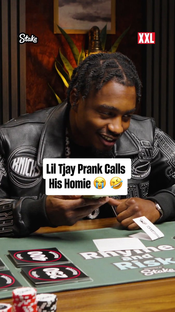 Who knew telling someone "Have a nice day" would end up like this. 😂📱 Lil Tjay prank calls his homie in XXL’s Rhyme and Risk presented by Stake. Watch Tjay get put to the test in hip-hop trivia: ⬇️ Presented by Stake.com
