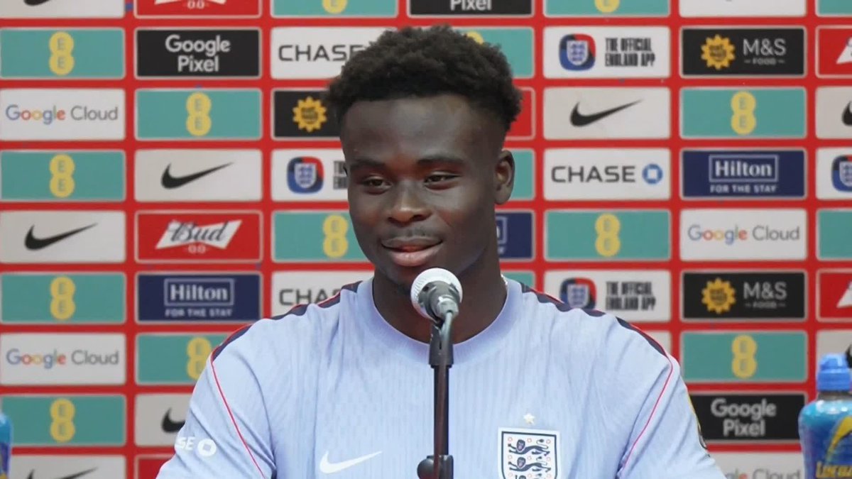"All the focus is on England, trying to win the World Cup and get that second star" Bukayo Saka on winning the Premier League title with Arsenal and using that experience to help "improve" and "make England better" at the World Cup 🤝