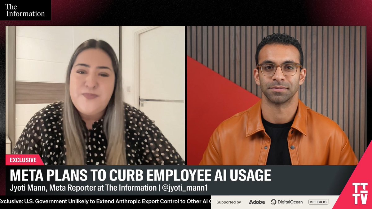 Meta went from ‘tokenmaxxing’ to ‘tokenminimizing’ after internal AI usage costs became astronomical. “The conversation's more about not use more AI, but use it more meaningfully so that it improves outcomes." — Jyoti Mann, Meta Reporter Full story: