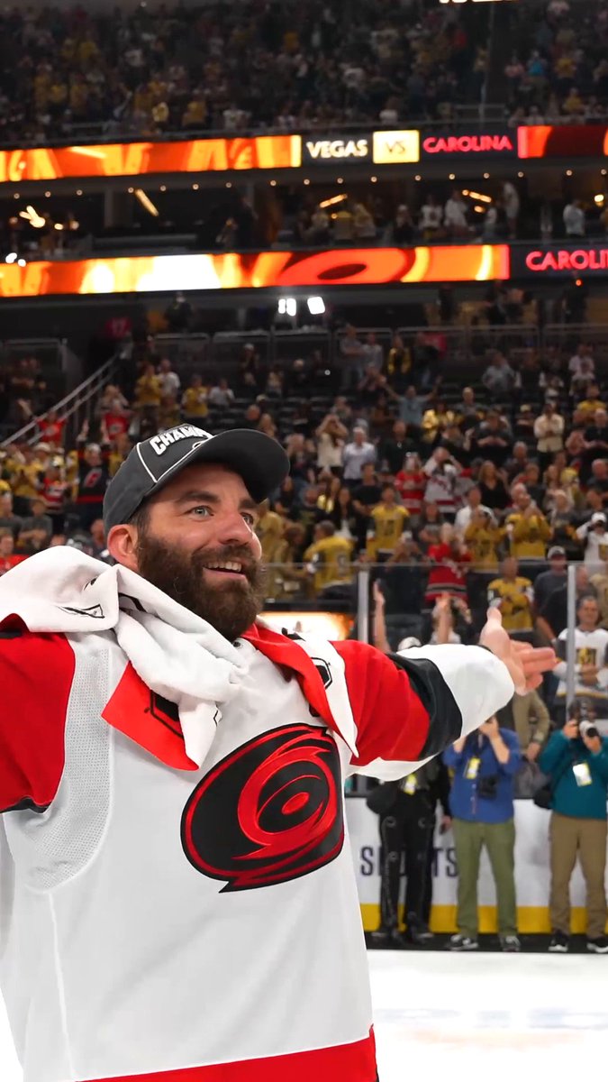 "Should we do a Storm Surge?!" 🌪️ A celebration that is usually reserved for home ice was brought back to acknowledge the Carolina Hurricanes fans who made the trip to see them hoist the #StanleyCup!