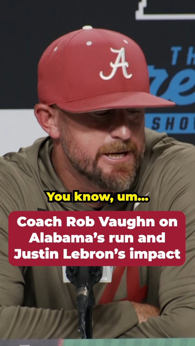 "[Justin Lebron] making the decision to stay...has changed the trajectory of Alabama baseball" 🥺 Alabama Baseball HC Rob Vaughn reflects on the Tide's run and Justin Lebron's impact 💥 #MCWS