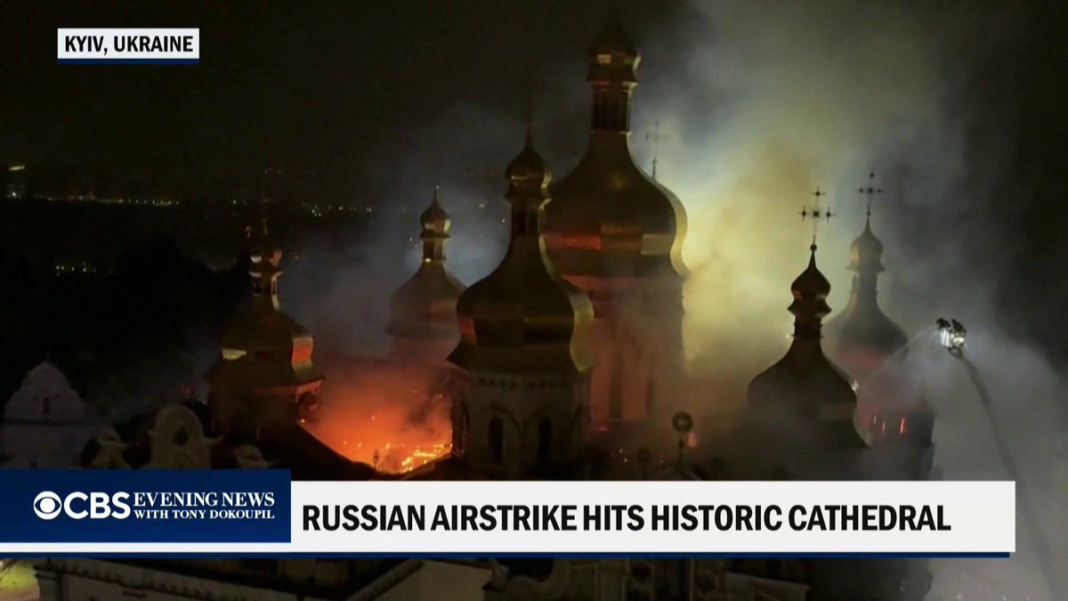 A Russian strike on Kyiv has damaged an 11th-century Eastern Orthodox cathedral complex, one of the church’s most sacred sites. Ukraine President Zelenskyy called it a “crime against Christianity.”