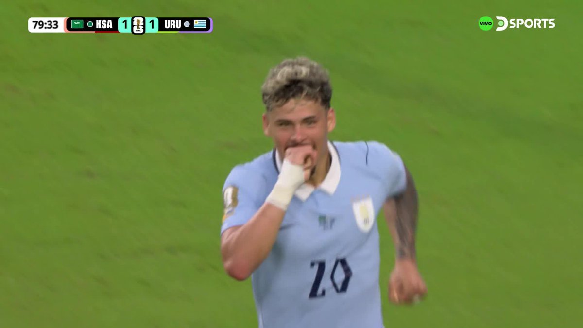¡EMPATÓ URUGUAY! Maxi Araújo puso el 1-1 ante Arabia Saudita e ilusiona a los charrúas.
