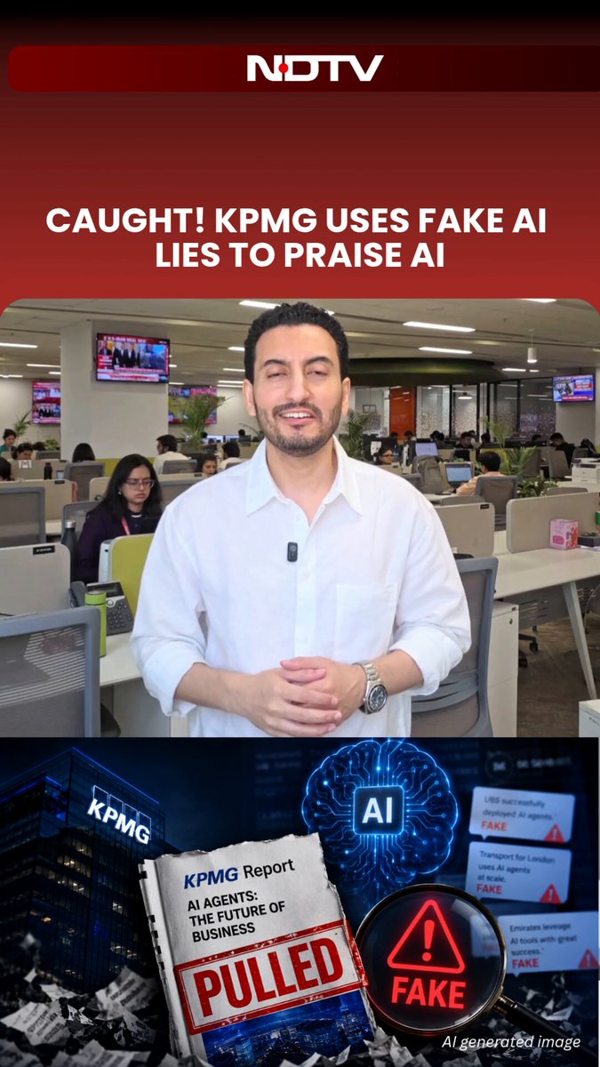 You truly cannot make this stuff up. Global consulting giant KPMG just had to pull a massive report praising the future of AI because it was full of fake, AI-generated lies. NDTV’s AI Editor Ramarko Sengupta explains.