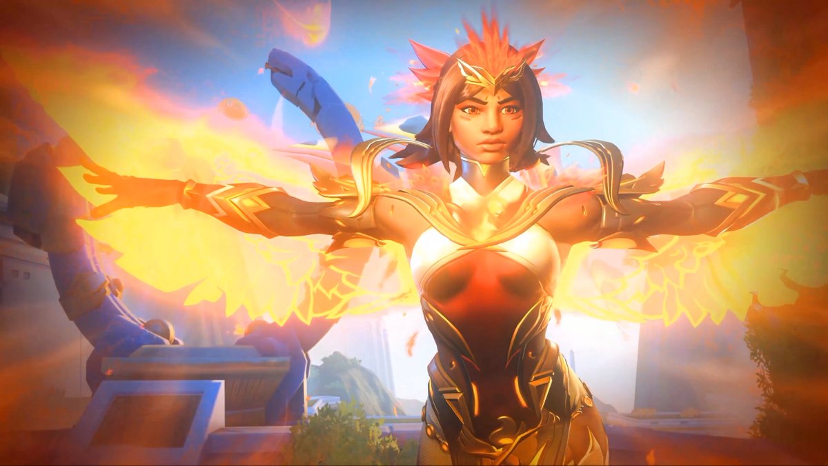 Overwatch Illari Ascendant Phoenix Mythic Skin Gameplay 🐦🔥 A new in-game video of the Illari Ascendant Phoenix Mythic skin has been released on a CN Weibo account. It features all of Illari's new Mythic effects. #Overwatch Season 3 starts on June 16 ☀️