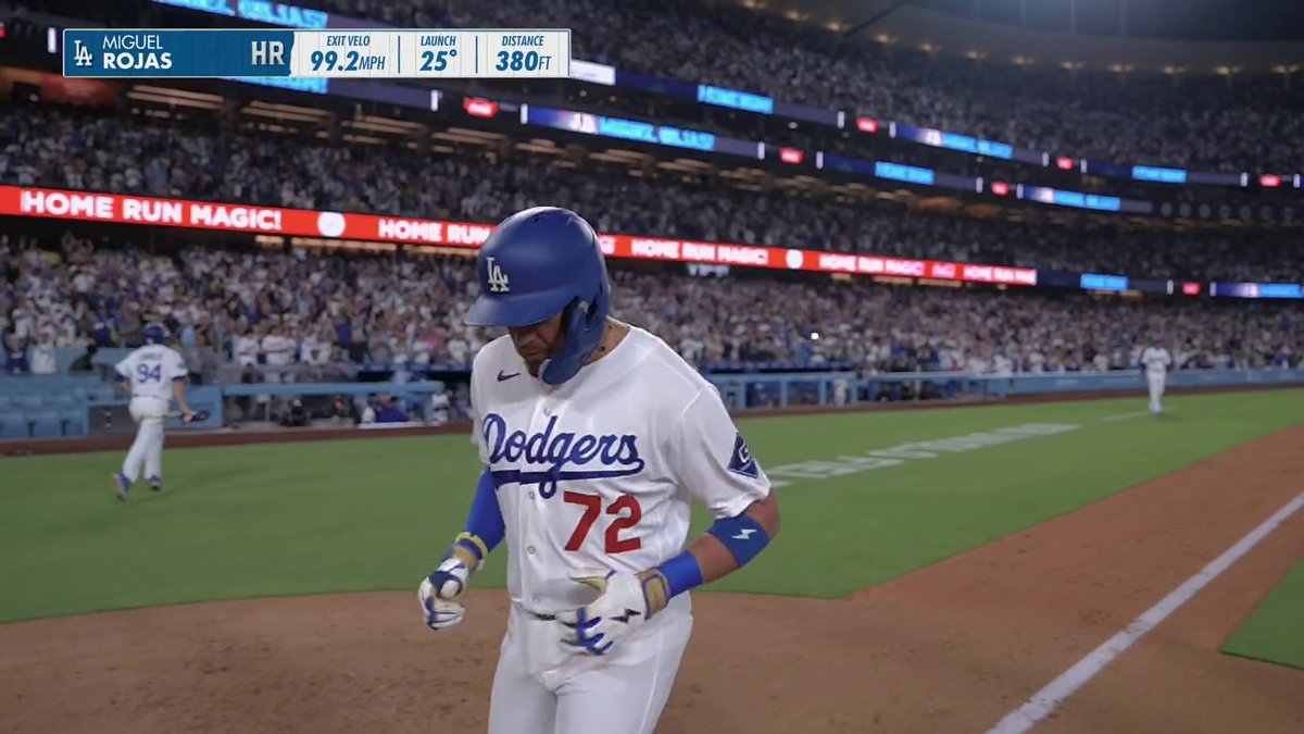Miguel Rojas with a SHOT to left field to give LA the lead 🔥 Catch the finish of Rays-Dodgers on ESPN and the ESPN App 🍿