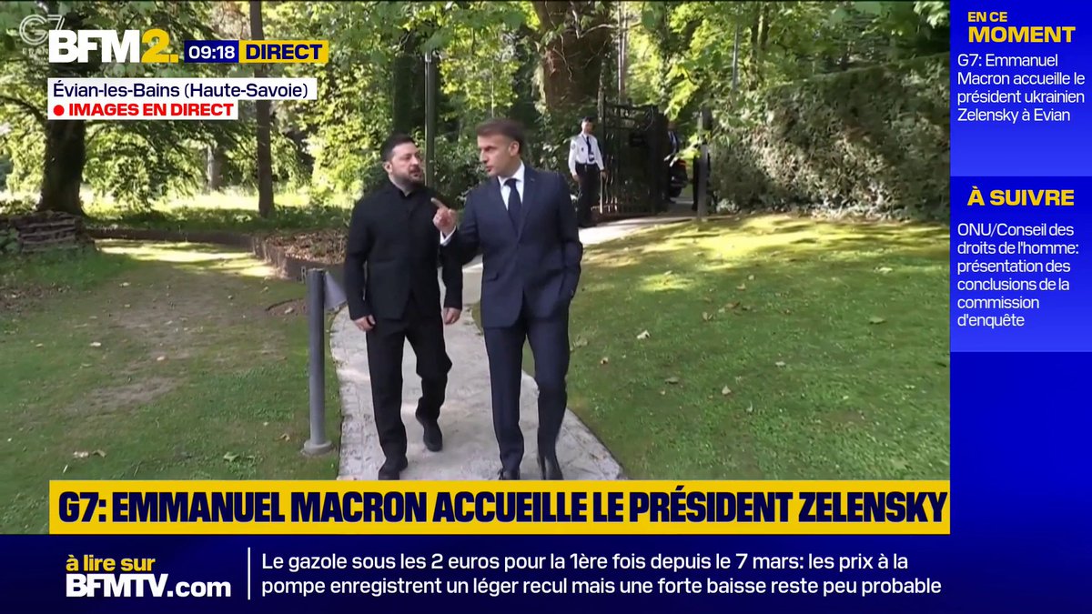 G7: Emmanuel Macron accueille le président ukrainien Volodymyr Zelensky à Evian #BFM2