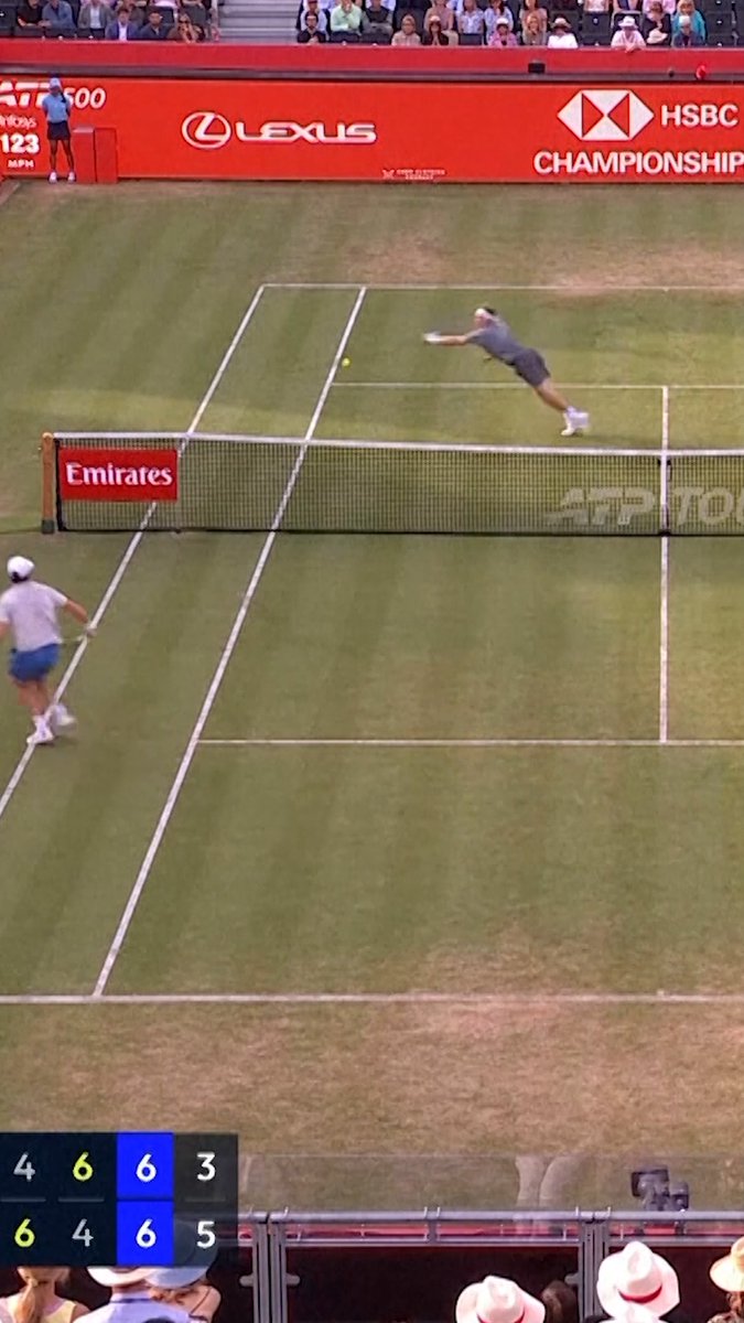 Diving WINNER! 🤯 Denis Shapovalov hit this incredible volley in his opening match at Queen's against Brit Jack Pinnington Jones