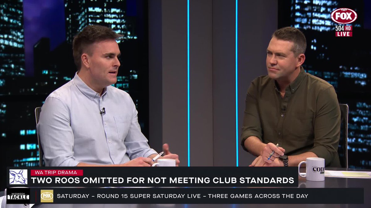 'FALLING SHORT OF TEAM STANDARDS' ❌ Corbin Middlemas exclusively reveals to Midweek Tackle why North Melbourne duo Zac Fisher and Wil Dawson were omitted for disciplinary reasons in Round 14. 📺 Watch #MidweekTackle on Ch.504 or stream on Kayo Sports