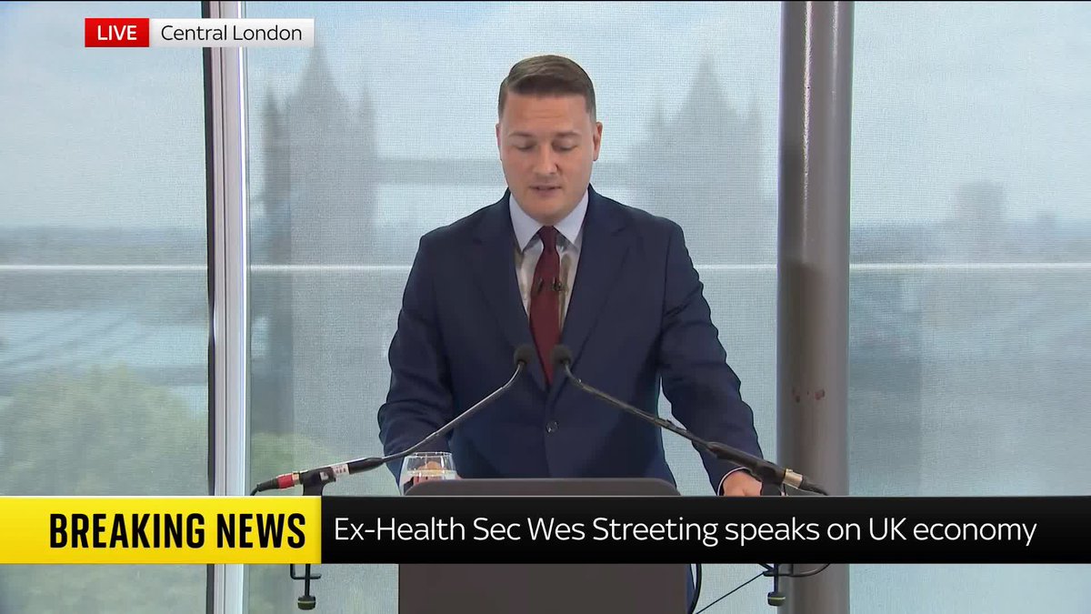 The Ex-Health Secretary Wes Streeting is speaking on the UK economy. 📺 Sky 501, Virgin 602, Freeview 233 and YouTube