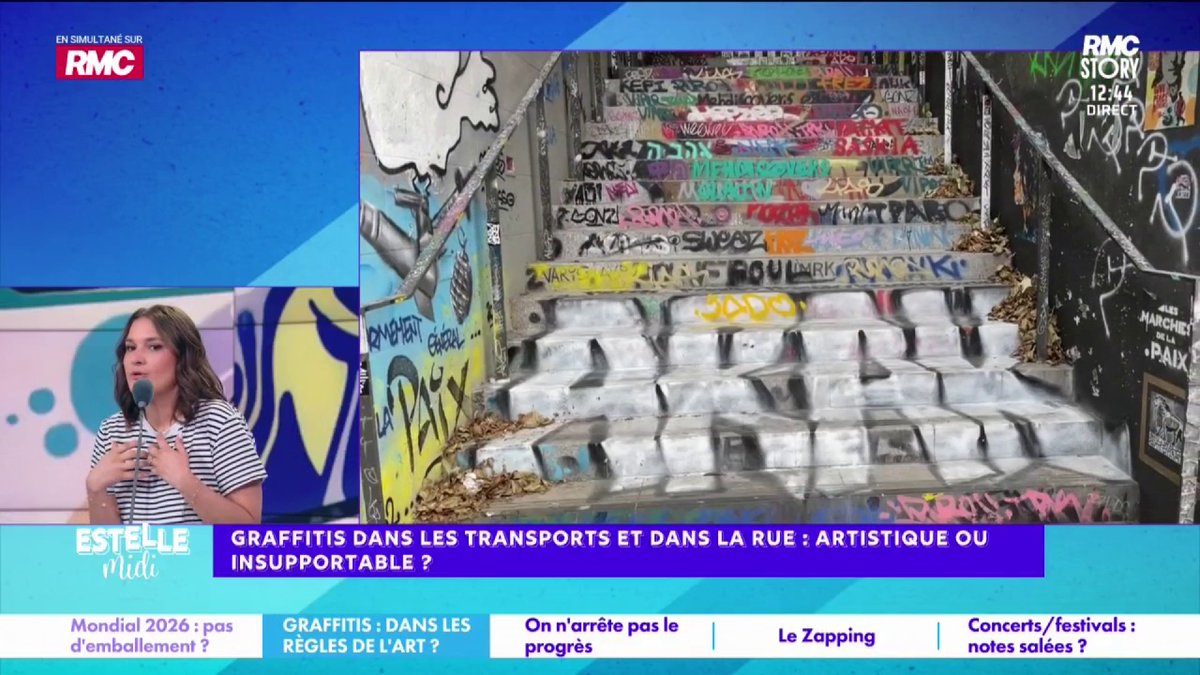  Graffitis 🎙️ Juliette Briens : "Demain, je vais à Castorama, je vais un pochoir, je te fais du Banksy ! JR, c'est du Disney ! Tout est mal fini... Aucun intérêt ! Ça fait décors Agrabah de Disney !"