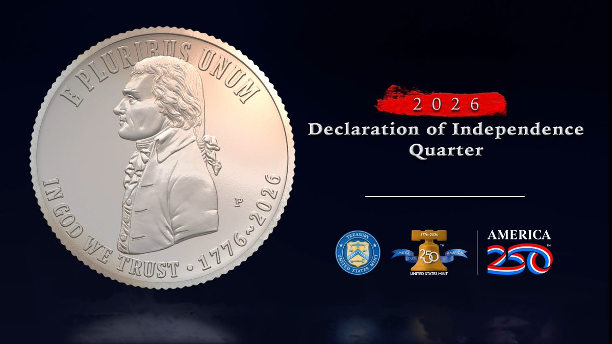 Available for purchase today at 12PM: 2026 Semiquincentennail Quarters Rolls and BagsโDeclaration of Independence. These quarters are also in circulation so be on the lookout and check your pocket change. Collect them today! #CoinCollecting #America250