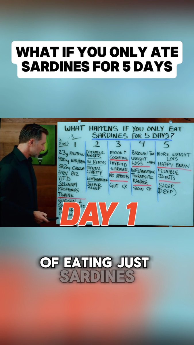 This is what would happen if you ONLY ate sardines for 5 days. Are you a fan of sardines? Dr. Eric Berg, DC, not MD; information only