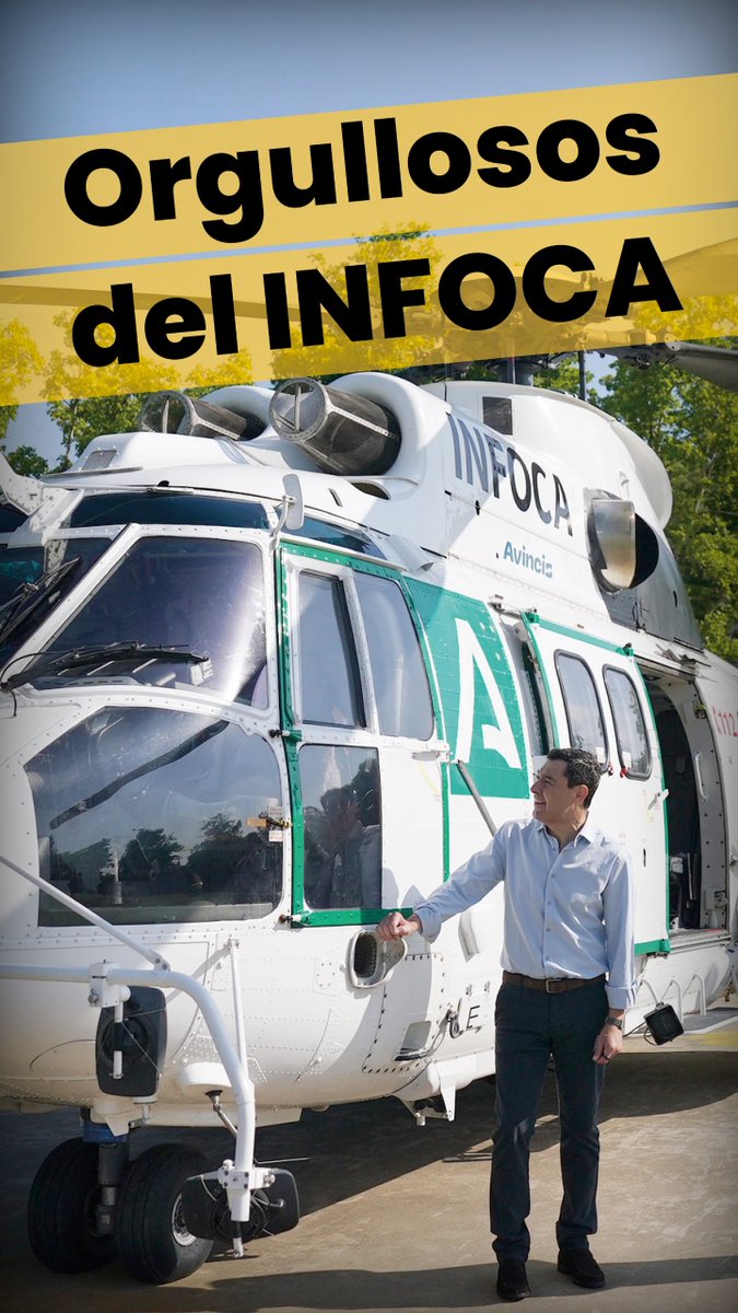 ยกLa labor del EMA INFOCA es impresionante! Os cuento junto a Fran, piloto de este imponente Super Puma, cรณmo luchan a diario contra el fuego. #Andalucรญa es una potencia en la lucha contra los incendios forestales. Extrememos la prudencia y colaboremos con ellos.