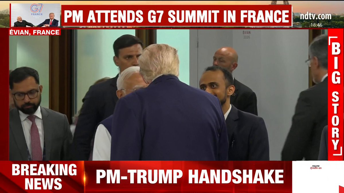 #BREAKING: PM Modi-Trump Handshake In France As World Leaders Gather For The G7 Summit.