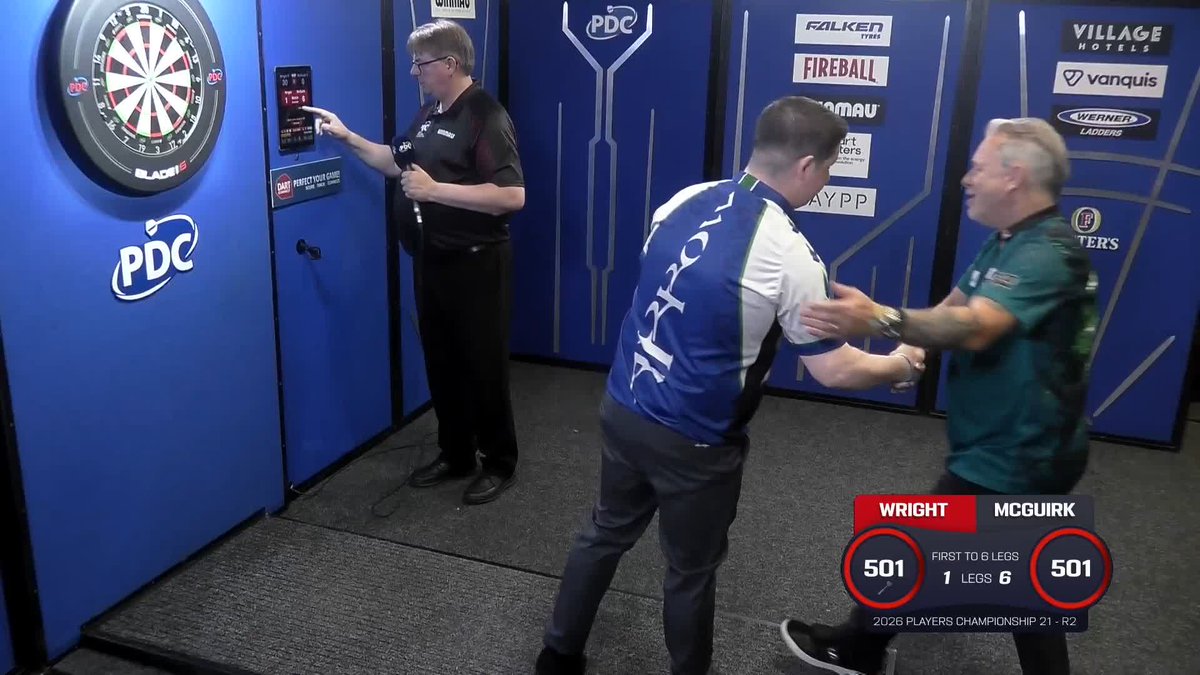 MCGUIRK MARCHES ON! Shane McGuirk has dropped just one leg in his first two games of #PC21, as the Irishman beats Peter Wright 6-1! 📺 #PC21