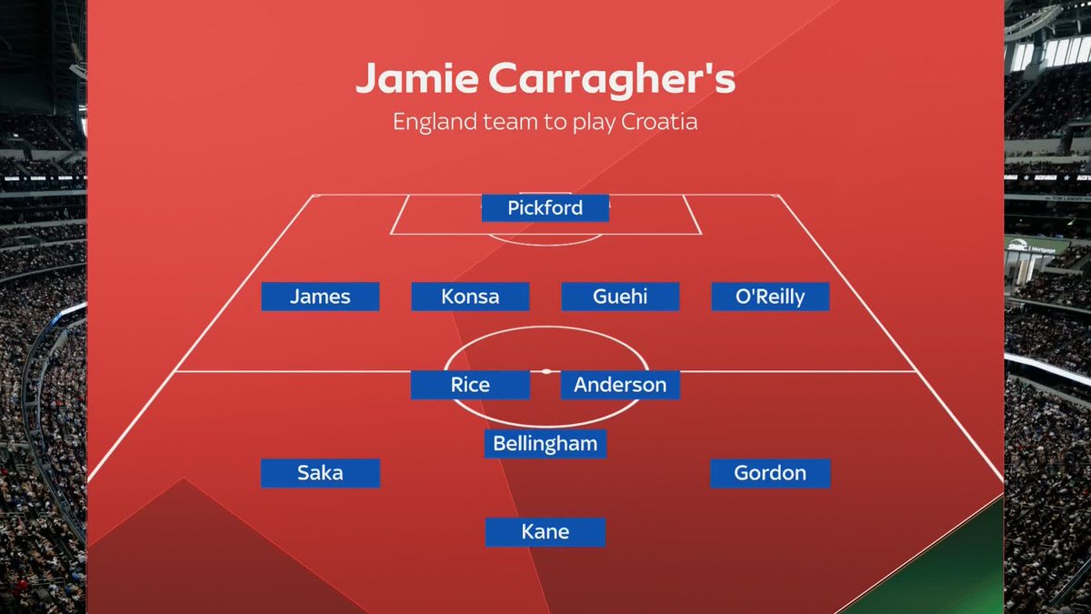 🗣️ "Morgan Rogers has been fantastic, but Bellingham is a superstar." Jamie Carragher has named his England XI to face Croatia on Wednesday 🏴󠁧󠁢󠁥󠁮󠁧󠁿